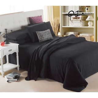 Стилен черен спален комплект от сатениран памук