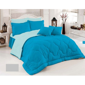 Памучно шалте с две лица в синьо