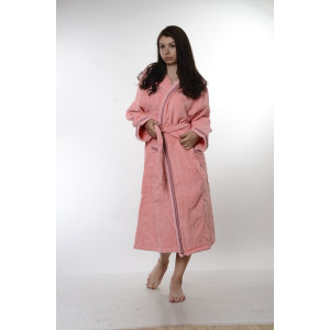 Светлорозов памучен халат за баня - Рея