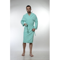 Светлозелен халат за баня с качулка - 100% Памук Ритон