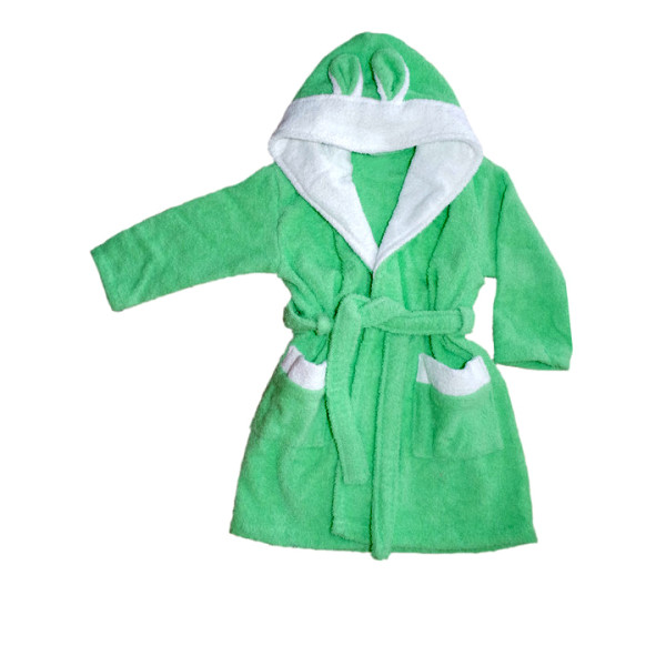 Зелен бебешки халат за баня памучен 