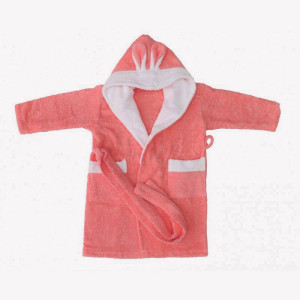 Халат за бебе цвят корал – 100% памук Халат за бебе цвят корал – 100% памук