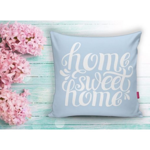 Синя декоративна възглавница – Home Sweet Home