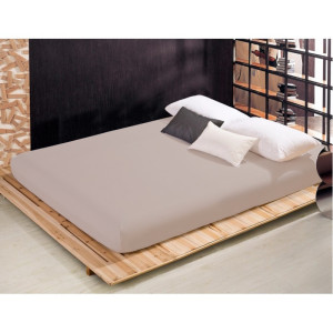 Сатенен чаршаф с ластик цвят Капучино