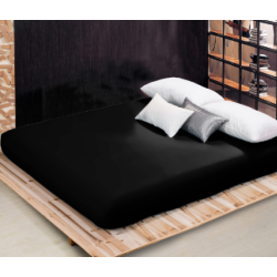 Черен чаршаф с ластик от памучен сатен  