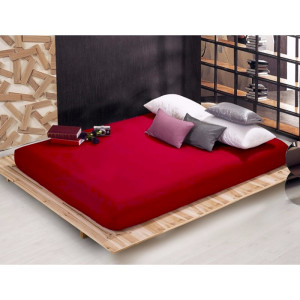 Червен чаршаф с ластик от памучен сатен  