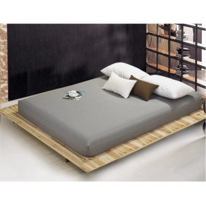 Чаршаф с ластик цвят графит – памучен сатен  