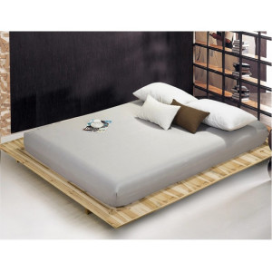 Чаршаф с ластик цвят светло сиво – памучен сатен  