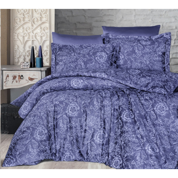 Луксозен комплект ADVINA INDIGO – спално бельо от памучен сатен