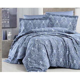 Луксозен комплект DELMOR INDIGO – спално бельо от памучен сатен