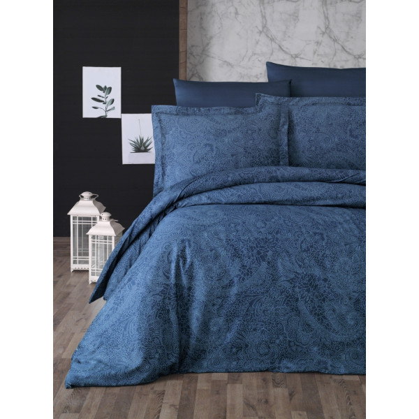 Луксозен комплект NEVA PETROL – спално бельо от памучен сатен