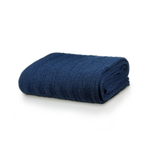 Плетено одеяло Аспен Вълна Синьо - Бял Бутик