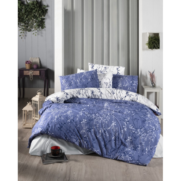 Дизайнерски спален комплект от ранфорс - Зена Морско синьо