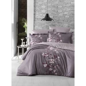 Луксозен спален комплект от памучен сатен- Евън Лилав Луксозен спален комплект от памучен сатен- Евън Лилав