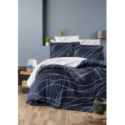 Луксозен спален комплект от памучен сатен - Меси Морско синьо