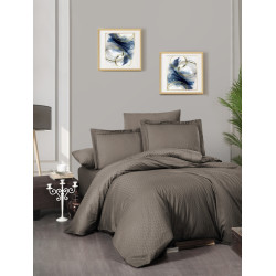 Луксозен спален комплект от памучен сатен - Чакер Кафяв