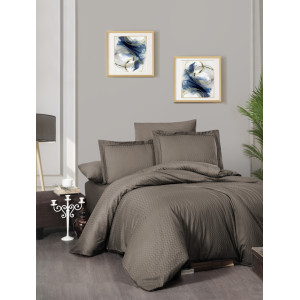 Луксозен спален комплект от памучен сатен - Чакер Кафяв Луксозен спален комплект от памучен сатен - Чакер Кафяв