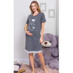 Памучна нощница за бременни - Gray