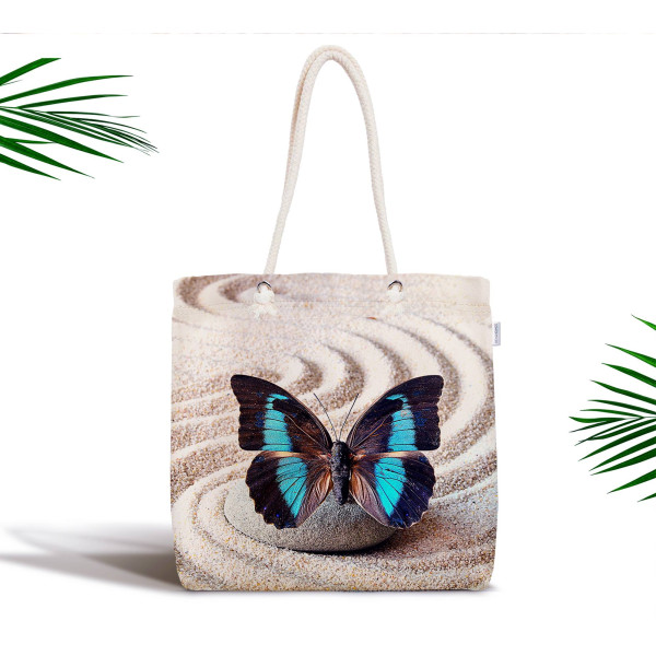 Чанта за плаж - Blue butterfly