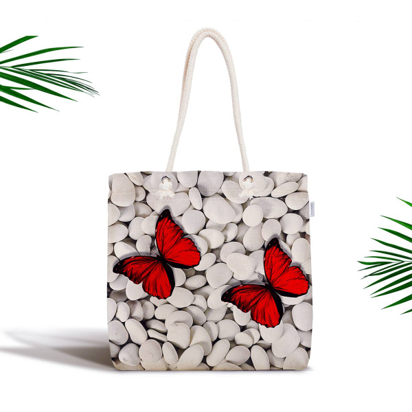 Чанта за плаж - Red butterfly