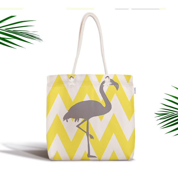 Чанта за плаж - Gray flamingo