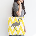 Чанта за плаж - Gray flamingo