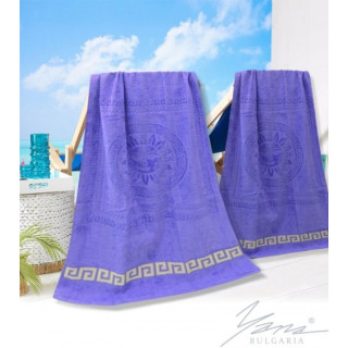 Лилава кърпа за плаж - 100 % памук