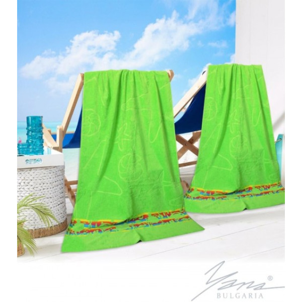 Зелена кърпа за плаж - 100% памук