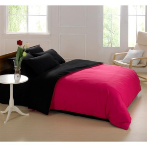Двулицев спален комплект от 100% памук -cyclamen / black