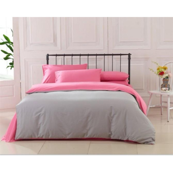 Двулицев спален комплект от 100% памук - gray / baby pink