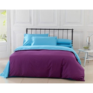 Двулицев спален комплект от 100% памук тъмно - purple / sea