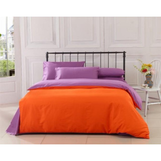 Двулицев спален комплект от 100% памук - orange / light purple