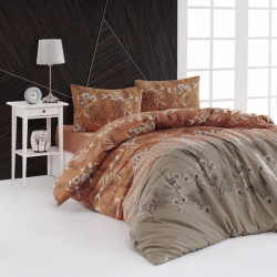 Спално бельо Лукс Бурел - 100% памук, карамел