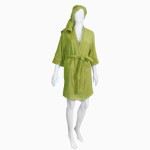 Дамски памучен сет за баня халат с кърпа - GREEN