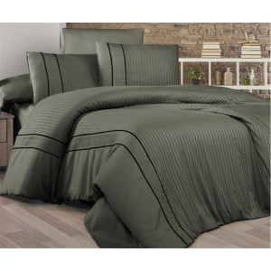 Спален комплект Алфа Сив - Памучен сатен Спален комплект Алфа Сив - Памучен сатен