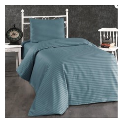 Спално бельо на райе Петрол