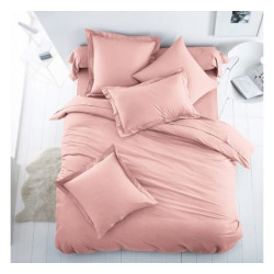 Спален комплект с долен чаршаф с ластик - Светлорозово