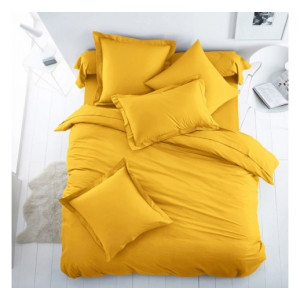 Спален комплект с долен чаршаф с ластик - Ярко жълто
