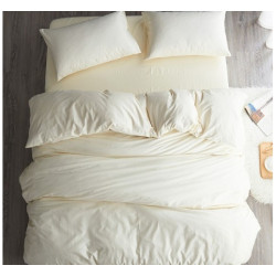 Спален комплект с долен чаршаф с ластик - Екрю