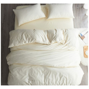 Спален комплект с долен чаршаф с ластик - Екрю