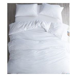 Спален комплект с долен чаршаф с ластик - Бяло
