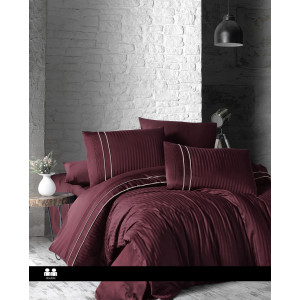 Сатенен спален комплект - STRIPE STYLE DARK RED Сатенен спален комплект - STRIPE STYLE DARK RED