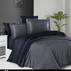 Сатенен спален комплект - SERENİTY DARK GREY & NAVY BLUE Сатенен спален комплект - SERENİTY DARK GREY & NAVY BLUE