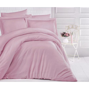 Едноцветен спален комплект на райе Uni Pembe