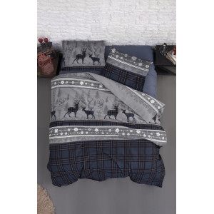 Луксозен спален комплект от памук-бархет - HAPINESS NAVY BLUE