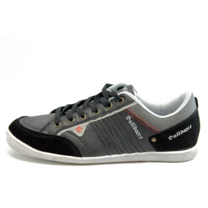 Мъжки черни маратонки кожа и велур БР 4244KP