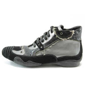 Мъжки боти с връзки и цип сиво-черни МИ 130KP