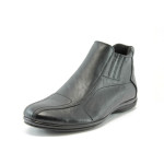 Черни мъжки боти, естествена кожа - елегантни обувки за есента и зимата N 10007528
