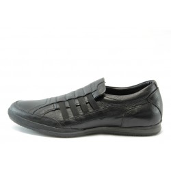 Мъжки обувки черни спортни от естествена кожа КО 5470KP