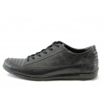 Мъжки обувки черни спортни от естествена кожа КО 4050KP